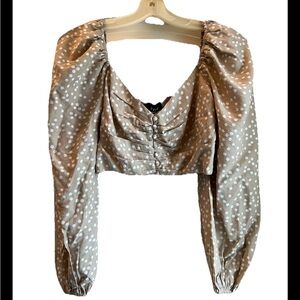 Vici Long Sleeve Polka Dot Crop Top